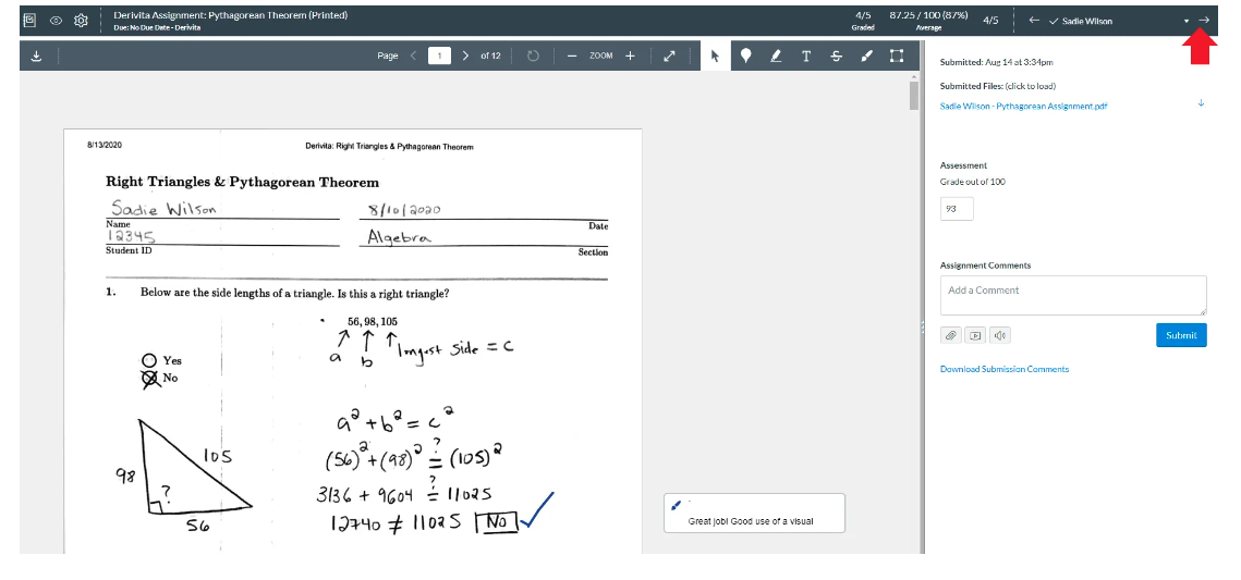 How to use Canvas SpeedGrader to grade handwritten work